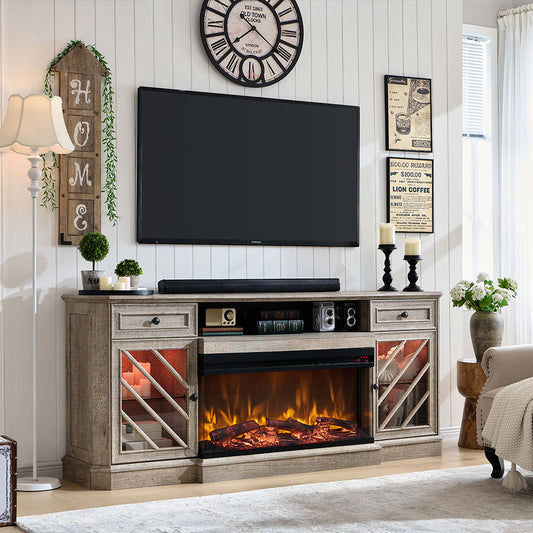 OKD farmhouse fireplace TV stand