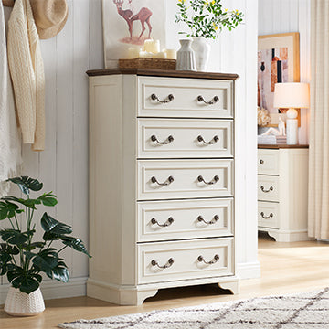 OKD Modern Farmhouse 5 Drawers Chests for Bedroom