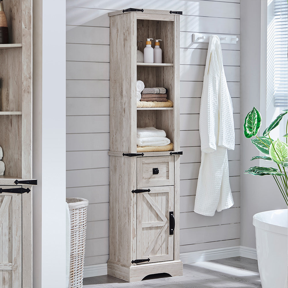 OKD Farmhouse Bathroom Storage Cabinet, Tall Linen Tower for Bathroom