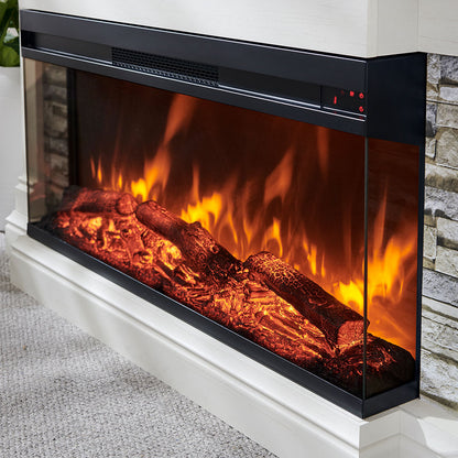 OKD 52 inch Electric Fireplace with Mantel with 36" 3-Side Glass Insert