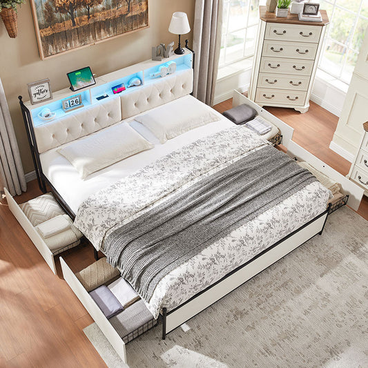 OKD Full/Queen/King Size Bed Frame with 4 Drawers