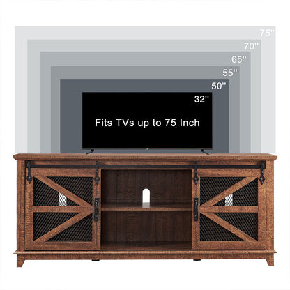 OKD Farmhouse TV Stand With Sliding Barn Door