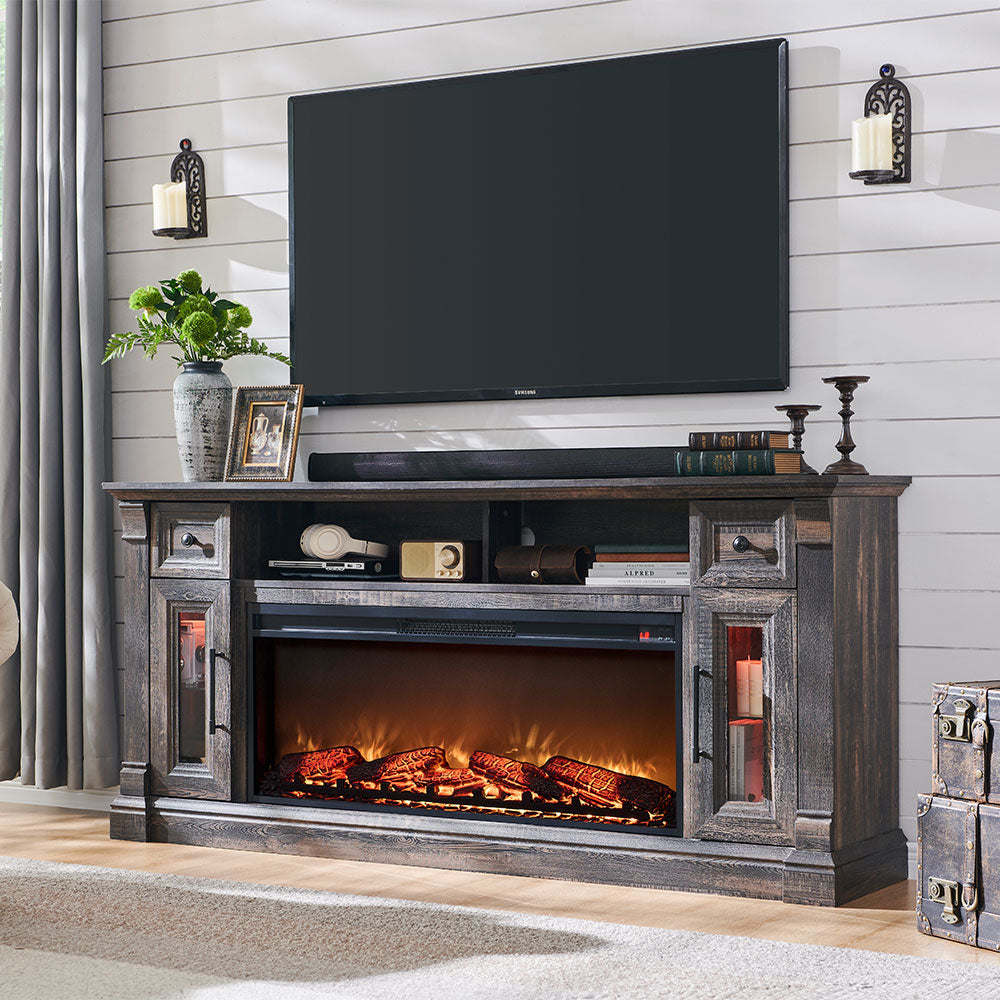 OKD Farmhouse Fireplace TV Stand with 42" Electric Fireplace