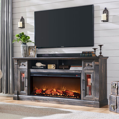 OKD Farmhouse Fireplace TV Stand with 42" Electric Fireplace