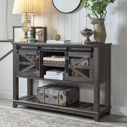 OKD Farmhouse Entryway Table with Sliding Barn Doors