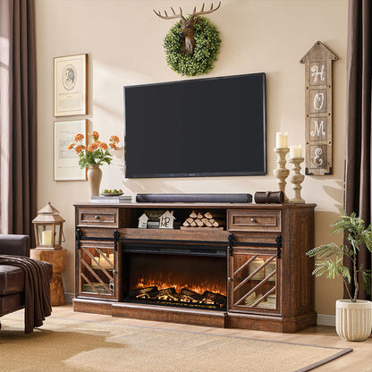 OKD 75” Fireplace TV Stand for 85 Inch TV, with 36” Electric Fireplace