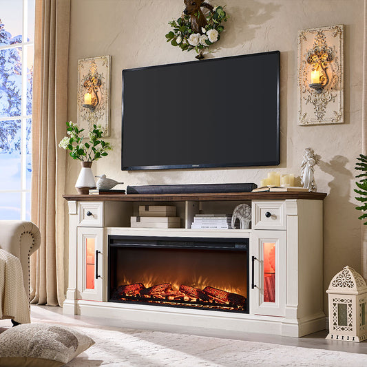 OKD Farmhouse Fireplace TV Stand with 42" Electric Fireplace