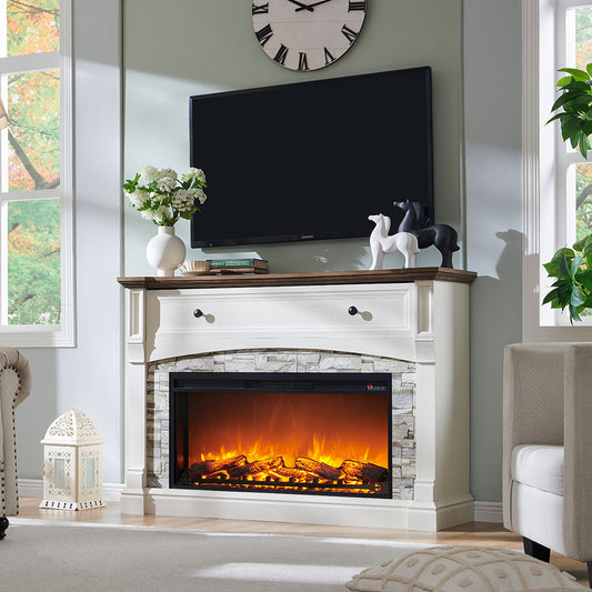 OKD 52" Farmhouse Electric Fireplace TV Stand with Mantel