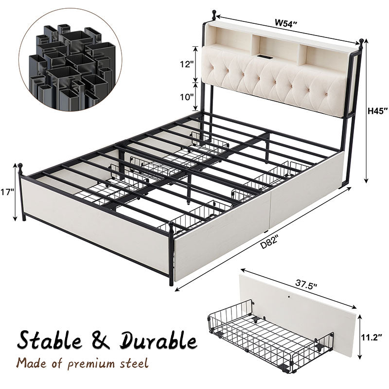 OKD Full/Queen/King Size Bed Frame with 4 Drawers