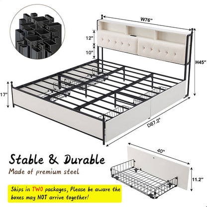 OKD Full/Queen/King Size Bed Frame with 4 Drawers