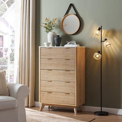 OKD Modern Tall Fluted 5 Drawers Chest