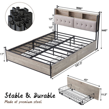 OKD Full/Queen/King Size Bed Frame with 4 Drawers