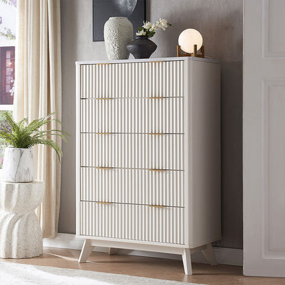 OKD Modern Tall Fluted 5 Drawers Chest