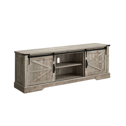 OKD Farmhouse TV Stand for 75 Inch TV with Sliding Barn Door