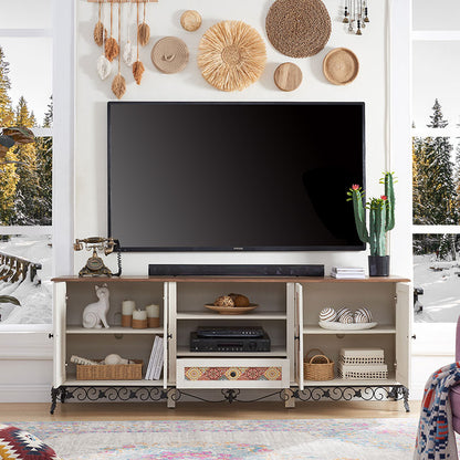 OKD Boho TV Stand 75" Large Wood TV Console Cabinet