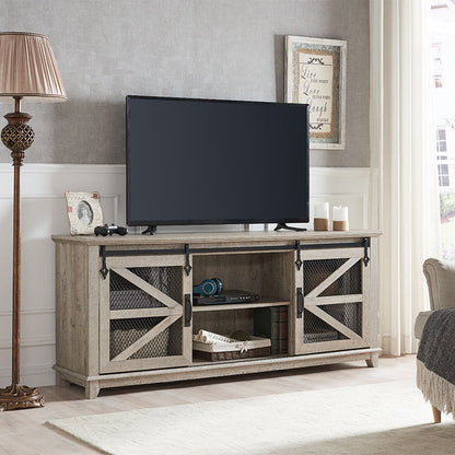 OKD Farmhouse TV Stand With Sliding Barn Door