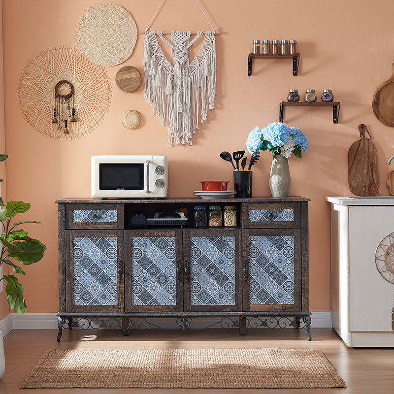 OKD Boho Sideboard Buffet Cabinet, 58" Kitchen Storage Cabinet with 2 Drawers