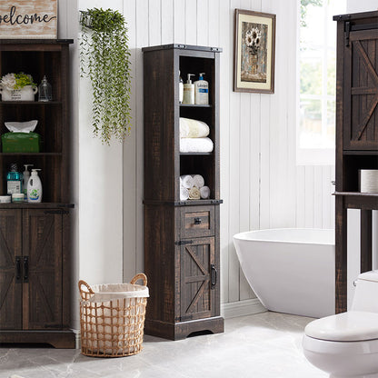 OKD Farmhouse Bathroom Storage Cabinet, Tall Linen Tower for Bathroom