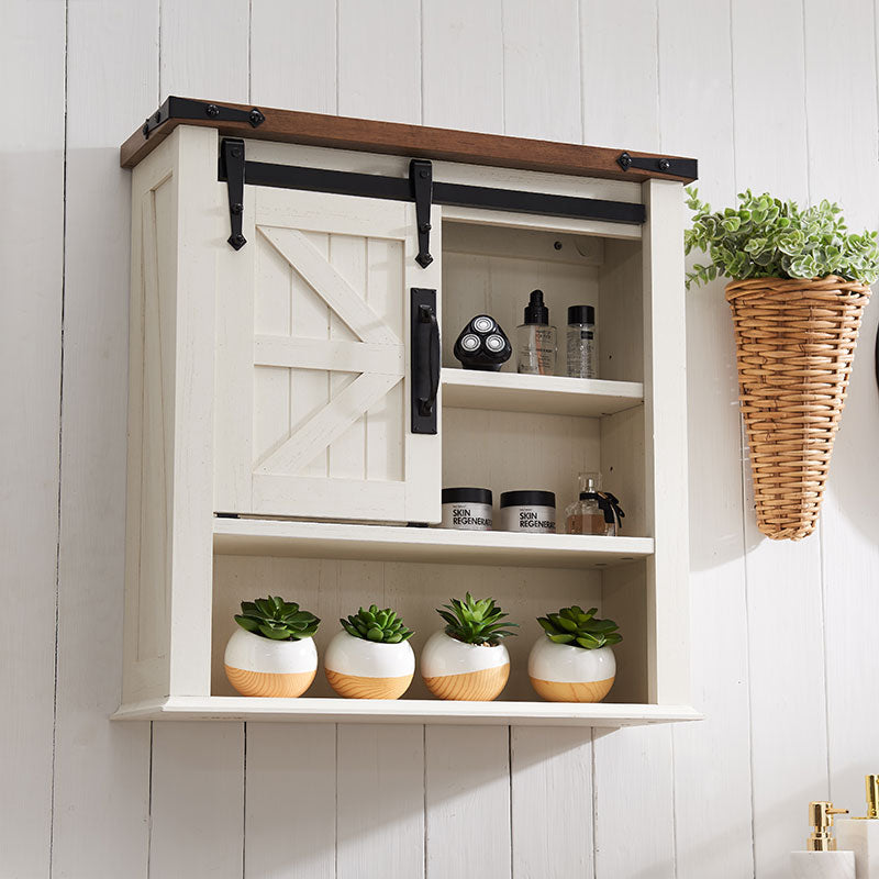 OKD Bathroom Wall Cabinet, Farmhouse Medicine Cabinet with Sliding Barn Door