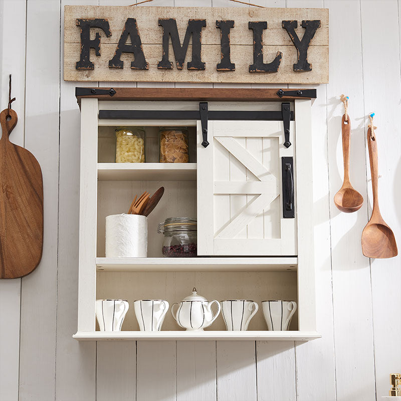 OKD Bathroom Wall Cabinet, Farmhouse Medicine Cabinet with Sliding Barn Door