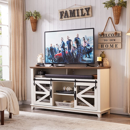 OKD Farmhouse TV Stand With Sliding Barn Door